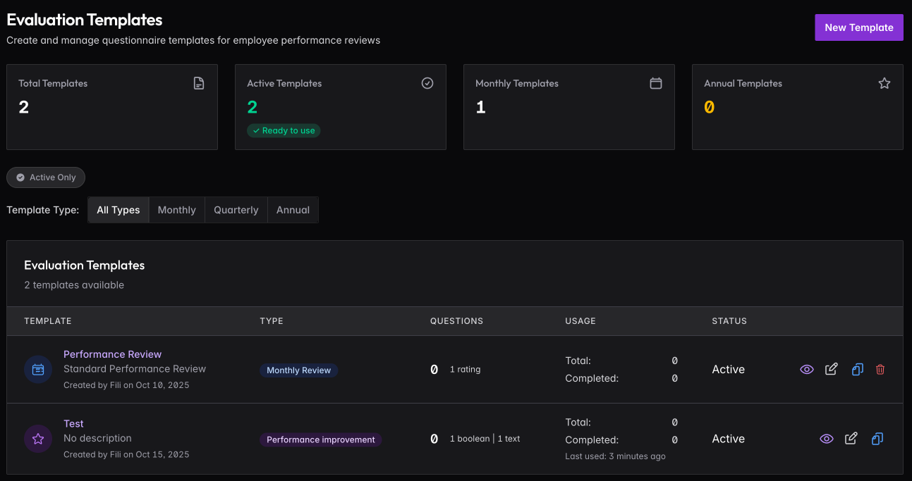 Evaluation Templates
